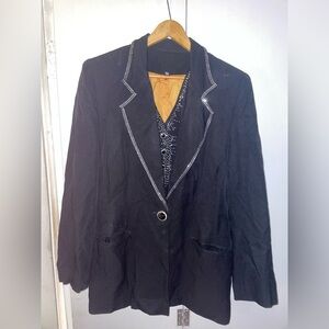 Black and rhinestone jacket, blazer, size large